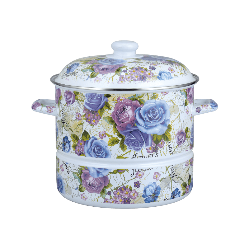 756D 스테인레스 스틸 둥근 림 증기선 에나멜 냄비가 든 트레이