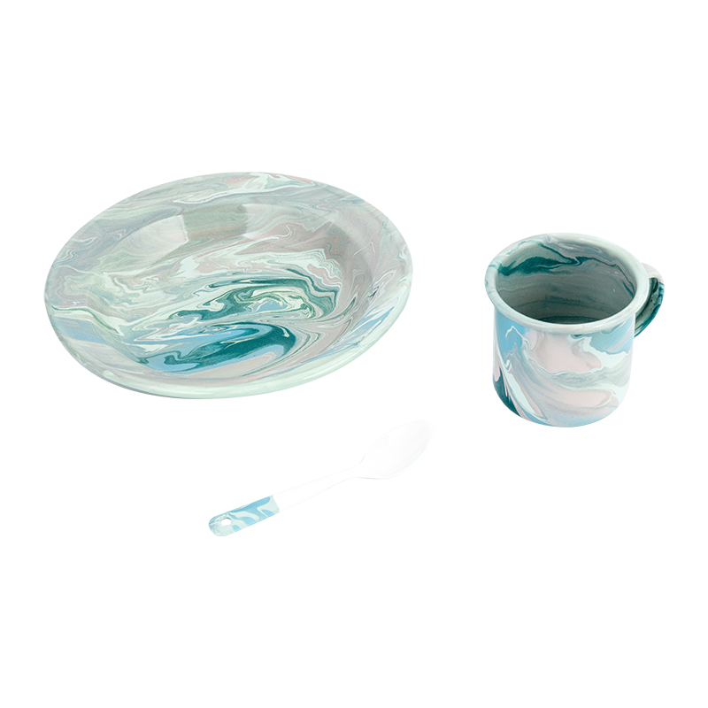 유럽의 꽃 에나멜 주전자 세트