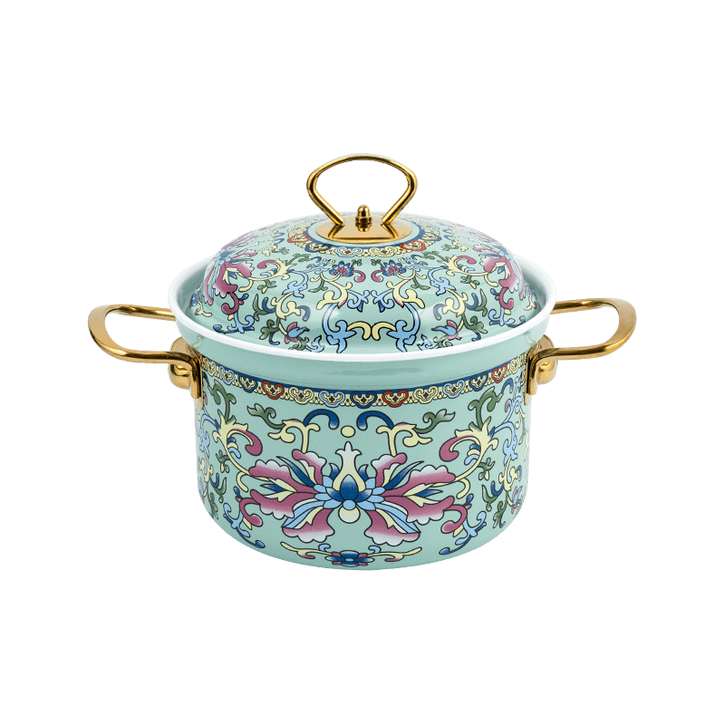 753d 에나멜 플레어 림 유출 방지 직선 냄비