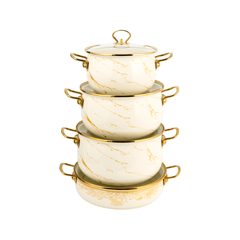 806d-5 스테인레스 스틸 둥근 림 스톡 팟 끓인 에나멜 냄비