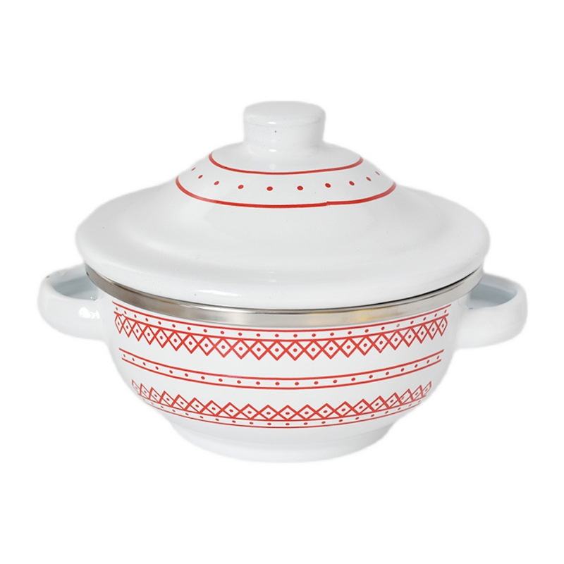 발자국 뚜껑이 달린 더블 핸들 보울